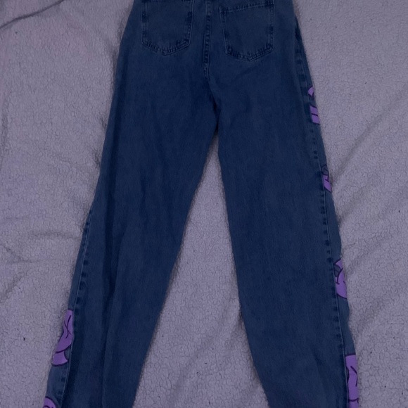 High wasted smiley face print wide leg jeans - Picture 2 of 2
